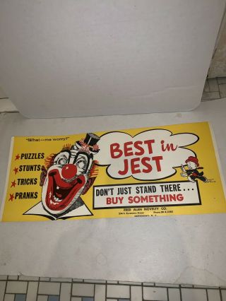 Fred Alan Novelty Co.  Old Vintage Rack Toy Sign Poster Adv Card Topper Magic Etc