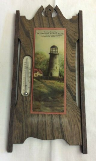 Vintage Thermometer Picture Lexington State Bank Lexington Nebraska