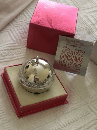 1972 Wallace Ltd Edition Silver Plated Sleigh Bell Christmas Ornament EUC 7