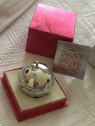 1972 Wallace Ltd Edition Silver Plated Sleigh Bell Christmas Ornament EUC 8