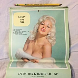 Jayne Mansfield 1961 " Safety Tire Girl " Pin Up Calendar - -