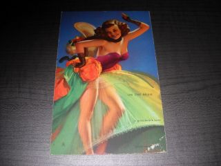 Mutoscope Pinup - " On The Beam " - Rolf Armstrong - Vintage Arcade Card