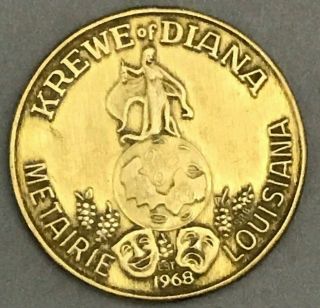 14 Karat Early Gold Coin 1968 Krewe Of Diana 14k Metairie Louisiana Doubloon