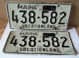 1967 Maine Pair License Plate 438 - 582 W/ Tags Chevy - Ford - Mopar - Car - Truck - Sign