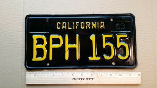 License Plate,  Black California,  1963,  Passenger,  Bph 155