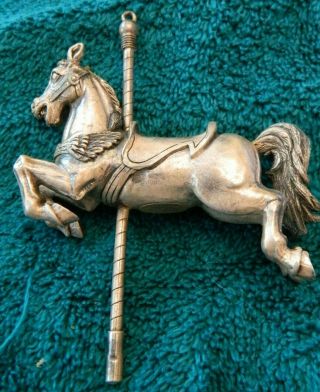 Rare Cazenovia Abroad Carousel Horse Sterling Silver Ornament Limited Ed W/ Flag