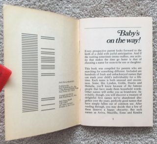 Dell Purse Book: 3000 Uncommon Names For Baby booklet 1976 3
