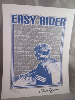 Peter Fonda Signed Easy Rider Movie Blotter Motorcycle Biker 60s Art Lomax Usa