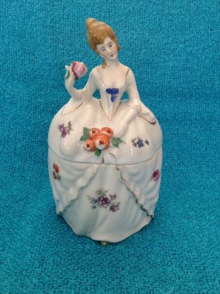 Porcelain Vintage Lady Figurine/trinket/powder Container -