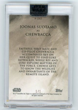 Joonas Suotamo Chewbacca 2018 Topps Star Wars Stellar Signatures Autograph 1/1 2