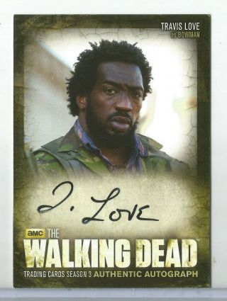 2014 Cryptozoic Walking Dead Season 3 Travis Love As Bowman Auto/autograph A20