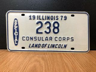 Vintage 1979 Consular Corps Illinois Government Vehicle License Plate