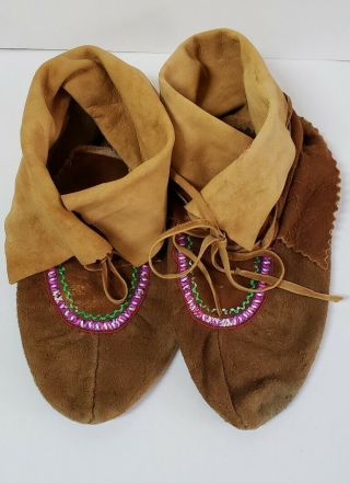 3 pairs Handmade North American Native Beaded leather moccasins booties 2