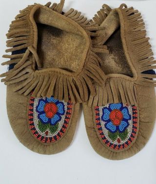 3 pairs Handmade North American Native Beaded leather moccasins booties 4