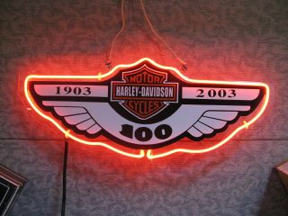 Rare Harley - Davidson 100th Anniversary Neon Lighted Sign