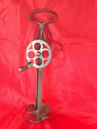Perfection Cast Iron Egg Beater With Propeller Style Dashers_pat.  Feb 22,  1898