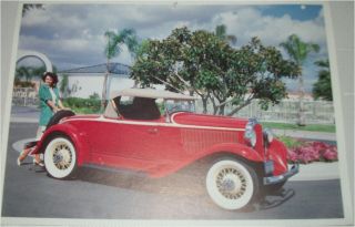 1932 Plymouth Sport Roadster Car Print (red,  White Top)