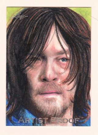 Leaf Trading Cards Daryl Dixon The Walking Dead Sketch Card Artist Proof 1 Of 1