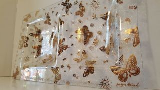 Georges Briard Mid - Century Modern Gold Divided Tray Butterfly Pebbled Signed Ec