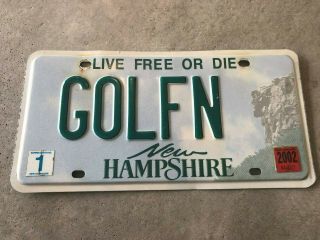 2002 Hampshire Golfn Stamped Vanity License Plate Golf Golfing Tee Putt