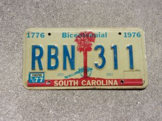 South Carolina 1976 / 77 Bicentennial License Plate Rbn 311