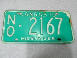 Vintage Kansas 1970 Midway License Plate Car Tag