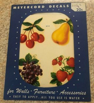 Vintage Meyercord Fruit Decal Cherries Grapes Pears Strawberries 871 - B