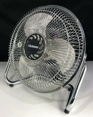 Chrome Lakewood Metal Blade 3 Speed Tabletop Chrome Frame Metal Fan A,  Cond.