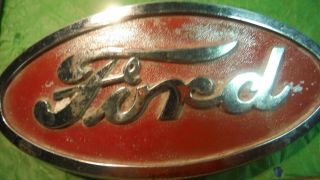 AA99 Ford Red 8N Tractor Nose Emblem Vintage 1950s 8N16600 FORD 8N TRACTOR RED 2