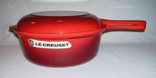 Le Creuset Red Enameled Cast Iron Skillet Lid/sauce Pan Combo 3 Qt (26) France