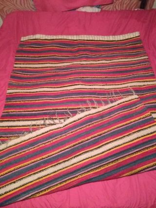 Antique Rio Grande Blanket Six Banded Wool Weaving Textile Rug 78x51 1890 5