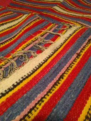 Antique Rio Grande Blanket Six Banded Wool Weaving Textile Rug 78x51 1890 6