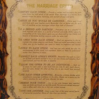 Vintage Wall Hanging Plaque - The Marriage Creed Ginny & Manny Feldman 19 