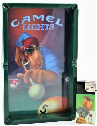 Camel Lights Cigarette Ashtray Joe Pool Table With Camel Cash Lighter 1992