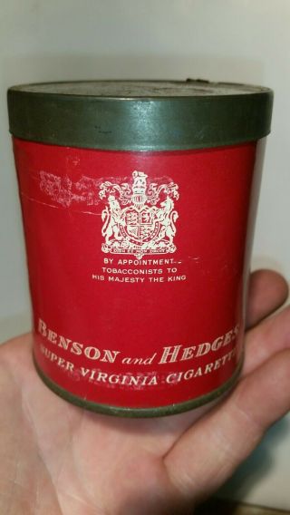 Vintage Benson And Hedges Round Cigarette Tin - 50 Virginia Tobacco Smokes