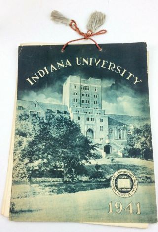 Indiana University 1941 Calendar Vintage Old Book Black White Photos School