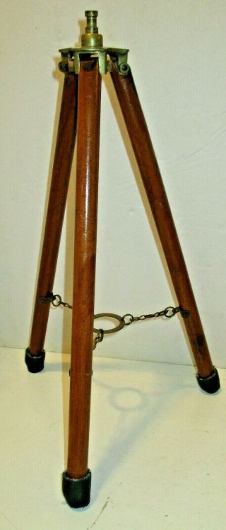 Vintage Brass And Wood Tripod Stand