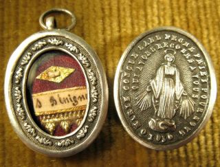 Antique Silver Theca Case With A Relic Of St.  Benignus Of Dijon - Martyr