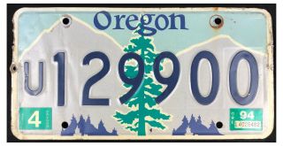 Oregon 1994 Utility Trailer License Plate U129900