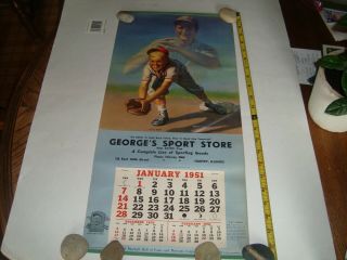 Vintage 1951 Lou Gehrig Baseball Boy Calendar Yankees Look,  Complete