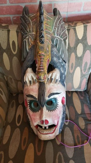 Vintage Mexican Hand Carved Wood Mask,  Guerrero Region.