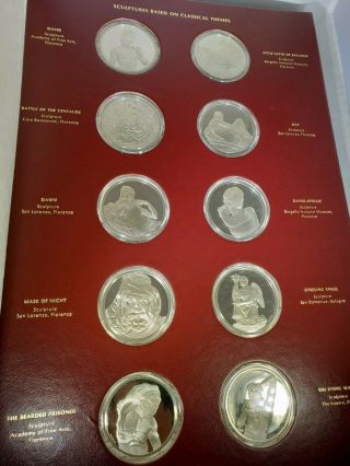 The Genius of Michelangelo 925 Sterling Silver 60 COIN MEDALLIONS.  10,  Pounds 9