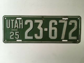 1925 Utah License Plate 100 All