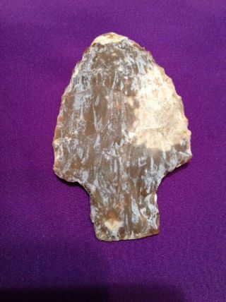 Huge Knife River Flint - Base Notched Blade Patinated Arrowhead 4 Inch Spear 2