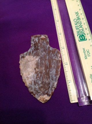 Huge Knife River Flint - Base Notched Blade Patinated Arrowhead 4 Inch Spear 5