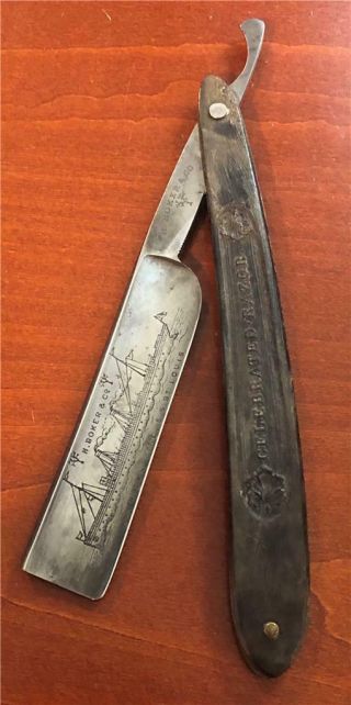 Old Antique H Boker Straight Razor 3/4 " Ss St Louis Ship Etch