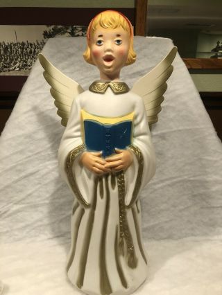 Vintage 31 " General Foam Angel Caroler Choir Girl W Wings Blow Mold Orig Box