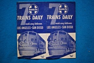 Pocket Timetable: Santa Fe - Los Angeles To San Diego - 1/2/1955