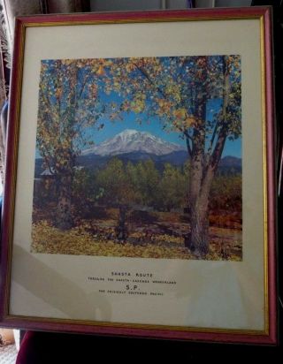 Rare Shasta Route Southern Pacific Railroad 24x20 Poster Framed
