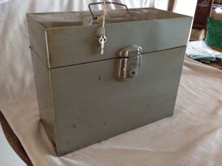 Vintage Porta - File Box Metal Retro With Key